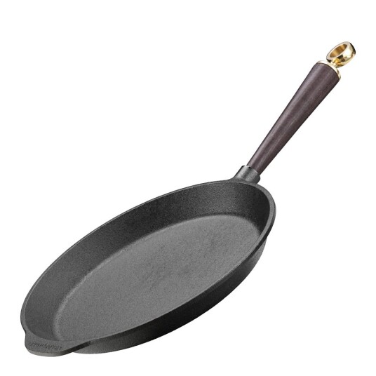 Skeppshult Stekepanne 28 cm m/ svart trehåndtak og messingknott