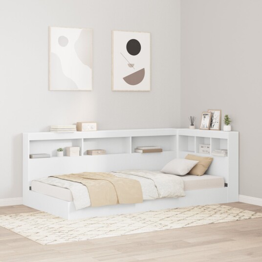 Bokhylle Seng Hvit 75x190 cm Lagd for Tre