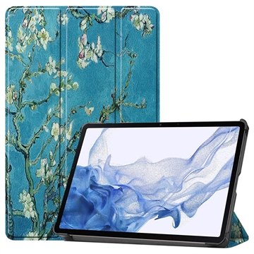 Samsung Galaxy Tab S9 Tri Fold Series Smart Folio etui Hvit Blomster