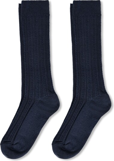 FUB 2 Pack Knee Pointelle Stockings DARK NAVY 19/21