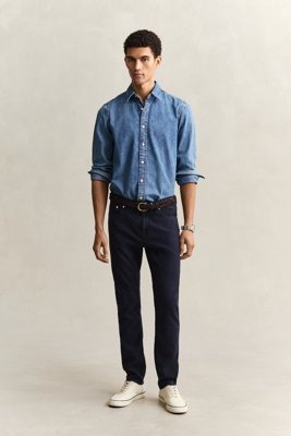 GANT Slim Cotton / Linen Jeans Navy 33 x 32