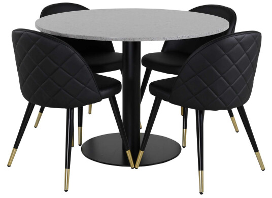 Venture Design Razzia & Velvet spisegruppe Grå/svart 4 st stoler & bord 106 cm