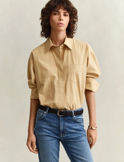 GANT Rel Poplin Ls Shirt   Beige   36