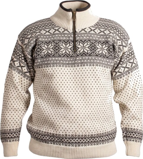 House of Yarn Setesdal Unisex Genser med Glidelås Str. XS 506-123F-510 Offwhite