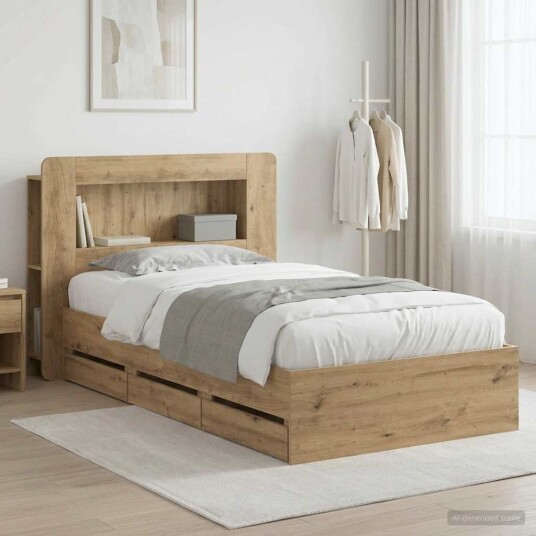  Sengeramme med oppbevaring Artisan eik 80 x 200 cm