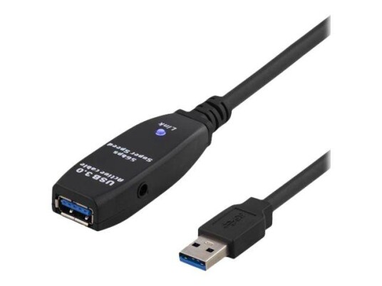 Deltaco USB 3.2 Aktiv Forlengelseskabel 7 m USB Type A Svart