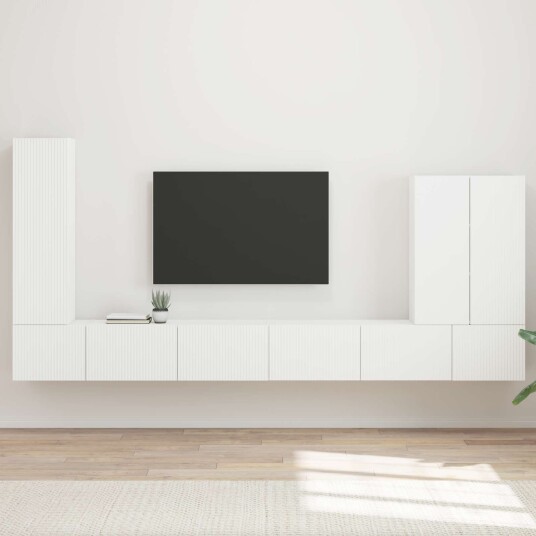 vidaXL TV vegghyllesett 6 stk. Hvit