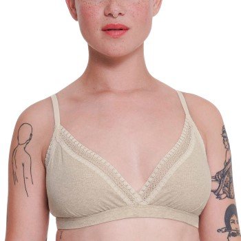 Sloggi BH GO Ribbed Lace Bralette Elfenben bomull X-Large Dame