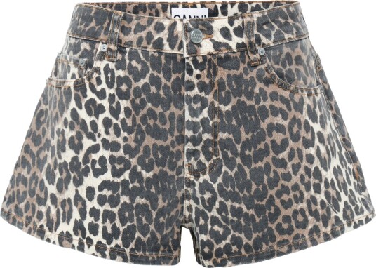 Ganni Print Denim Hotpants Brown 32