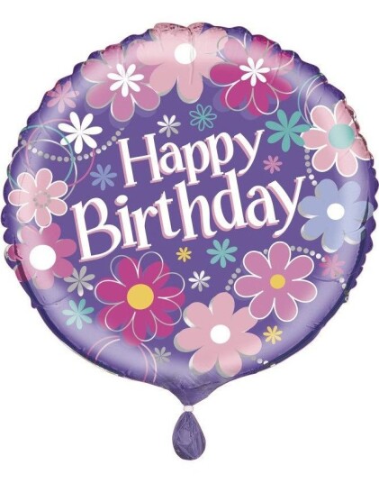 "Happy Birthday" Folieballong med Blomstrete Motiv 45,7 cm Birthday Blossoms