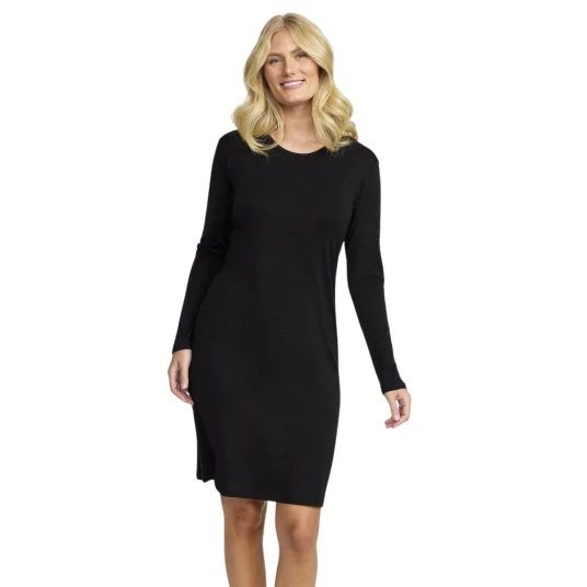 Damella Wool Long Sleeved Nightdress Svart merinoull Medium Dame
