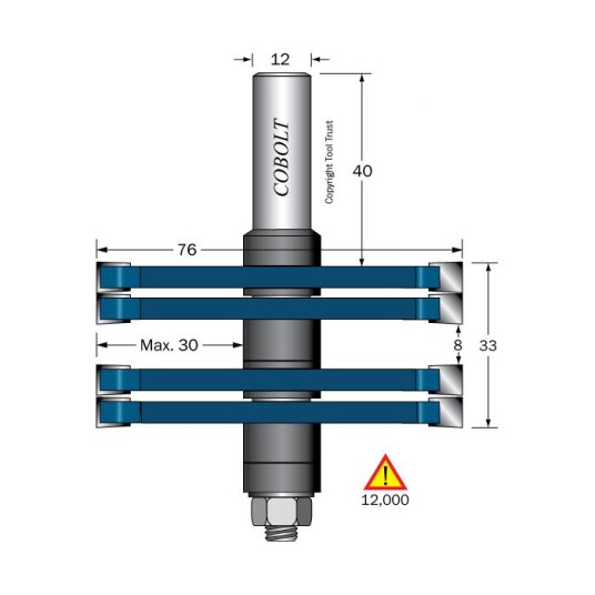 Cobolt 313-760 Tappforbindelsesfres D=76 L1=33 L2=8 Maskintilbehør & forbruk
