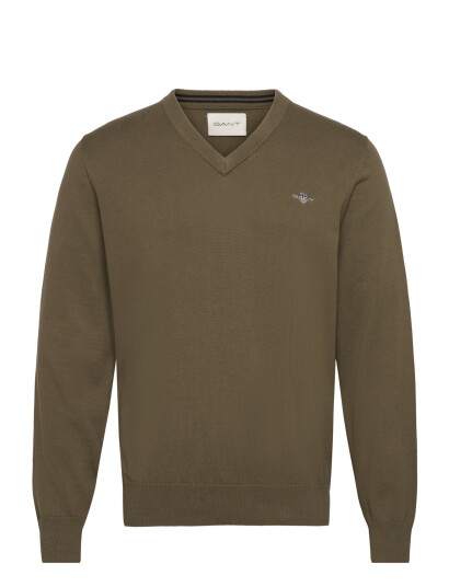 GANT Classic Cotton V-Neck - Khaki green - S