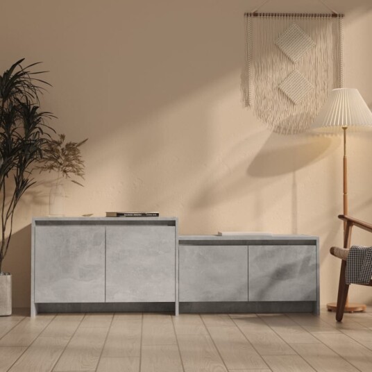 vidaXL TV-benk betonggrå 146,5x35x50 cm konstruert tre