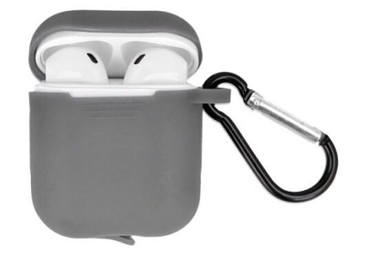 Headphone Case Greengo Apple Airpods Silicone Case With Hook Gray