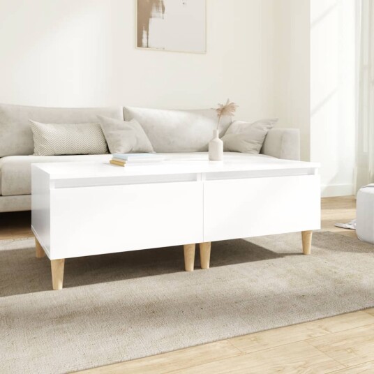 Sidebord 2 stk høyglans hvit 50x46x35 cm konstruert tre 8720845668501