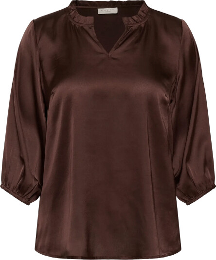 Kaffe Curve Kcamira Frill Blouse Brown 50 Kaffe Curve Kcamira Frill Blouse Brown 50