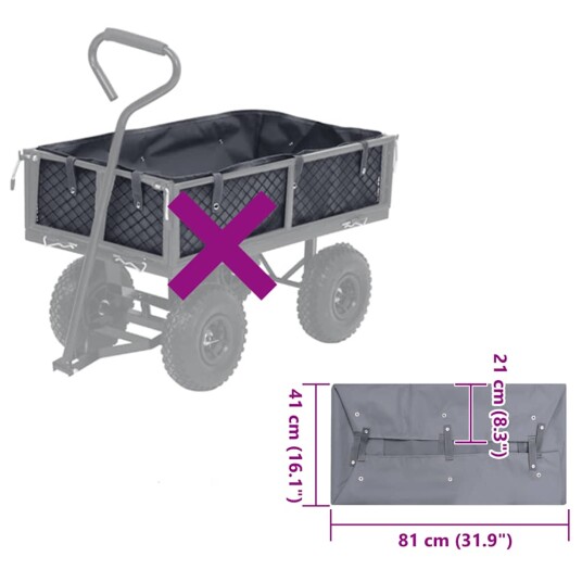 vidaXL Duk til hagevogn mørkegrå 81x41x21 cm stoff vidaXL Duk til hagevogn mørkegrå 81x41x21 cm stoff