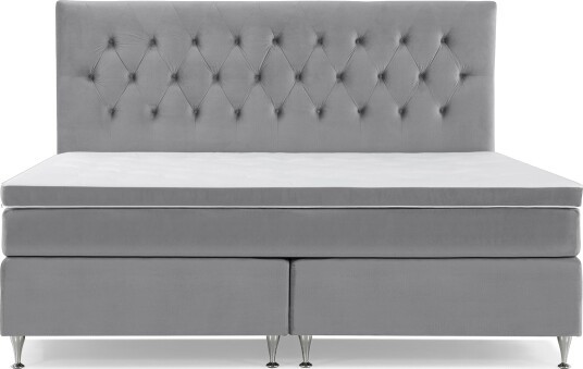 Royal Velvet Komplett Sengepakke 210x210 cm Lysegrå Fløyel/Lave Sølvben