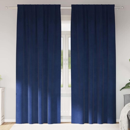  Gardiner med gardiner 2 pcs Mørkblå 140 x 245 cm Fløyel