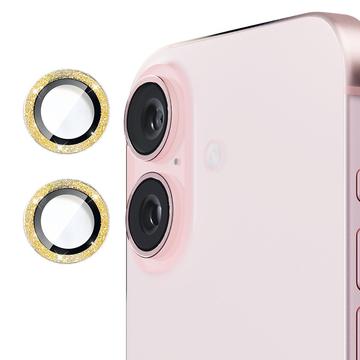 iPhone 16/16 Plus Hat Prince Glitter Kamera Linse Beskyttelse Gull