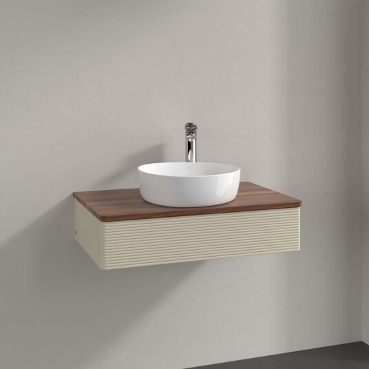 Villeroy & Boch  Antao Servantskap med 1 skuff 80x50x19 cm m/lys Grå Matt/Valnøtt