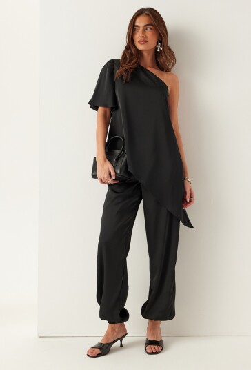 Bubbleroom Asymmetric Satin Blouse