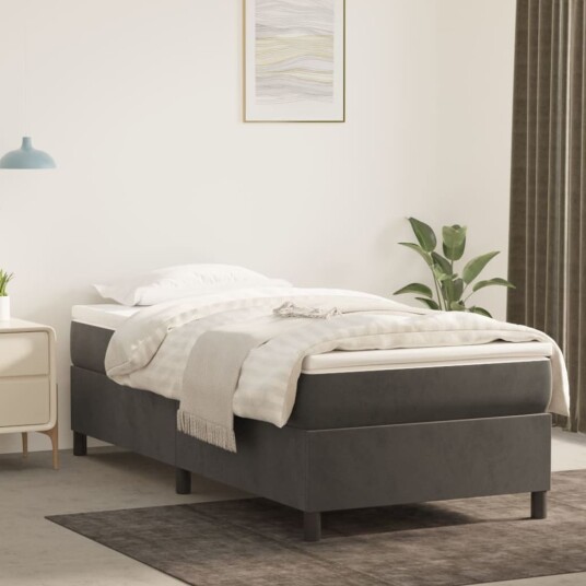 vidaXL Sengeramme boksfjær grå 90x190 cm 3FT Single fløyel
