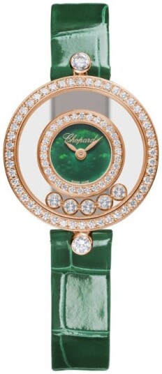 Chopard Dameklokke 203957 5209 Happy Diamonds Grønn/Lær Ø25.8 mm