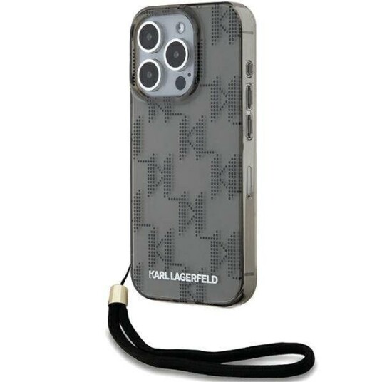 Karl Lagerfeld Hardcase til iPhone 15 Pro Max 6,7" med mønster og ledning - Svart Karl Lagerfeld Hardcase til iPhone 15 Pro Max 6,7" med mønster og ledning - Svart