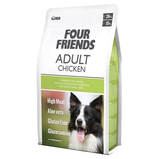 FourFriends Voksen Hundefôr med Kylling 12 kg - Tørrfôr for Hund