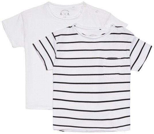 Luca &  Lola Ettore T-Skjorte 2-pack White/Stripes 134-140
