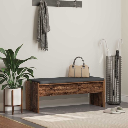 vidaXL Gangbenk med pute Gammelt tre 103 x 38 x 40 cm