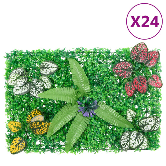Gjerde med kunstige planter 24 stk grønn 40x60 cm
