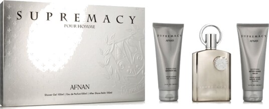 Afnan Supremacy Silver Gavesett for Menn - EdP 100 ml, Dusjsåpe 100 ml, Aftershave Balm 100 ml