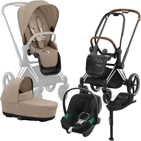 Cybex Priam Duovogn inkl. Aton B2 &  Base Cozy Beige/Chrome Brown