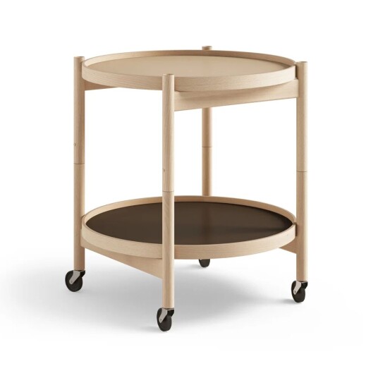 Brdr. Krüger Bølling Tray Table model 50 rullebord earth, oljet bøkestativ Brdr. Krüger Bølling Tray Table model 50 rullebord earth, oljet bøkestativ