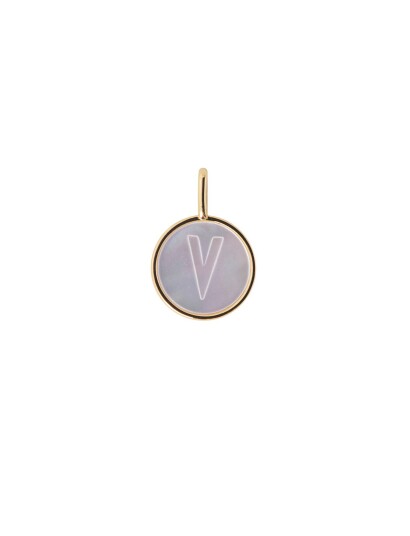 Design Letters Pearl Charm Gold A-Z - Gold - ONE SIZE
