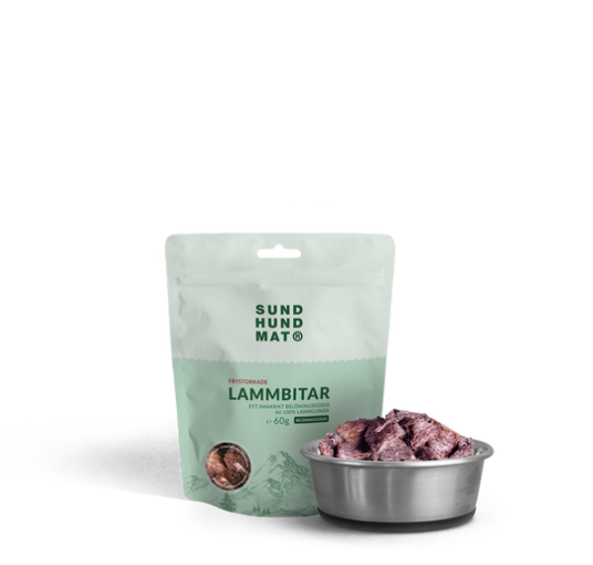 Sund Hundmat Frysetørkede Lammebiter 60G Sund Hundmat Frysetørkede Lammebiter 60G