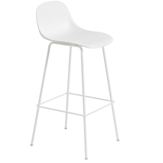 Muuto Fiber Tube Barstol med Ryggstøtte 75 cm Naturhvit / Hvit Muuto Fiber Tube Barstol med Ryggstøtte 75 cm Naturhvit / Hvit