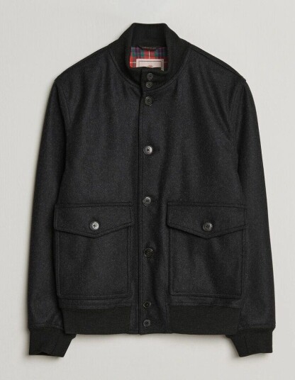 Baracuta Melton Wool Blouson Jacket Charcoal Baracuta Melton Wool Blouson Jacket Charcoal