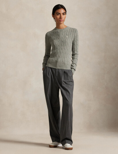 Polo Ralph Lauren Cable-Knit Cotton Crewneck Sweater - Grey - XXS