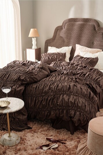 Staycation   Sengesett Loosed i bomullspercale   Brun