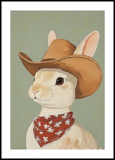 Cowboy Rabbit Plakat Plakat / 70x100cm