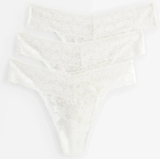 Lindex 3 Pack Thong In Lace WHITE L