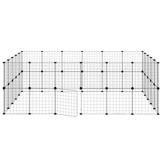 Vidaxl Dyrebur 44 Paneler Med Dør Svart 35X35 cm Stål Vidaxl Dyrebur 44 Paneler Med Dør Svart 35X35 cm Stål
