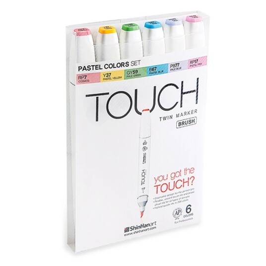 Touch Twin Brush Marker 6-set Pastel