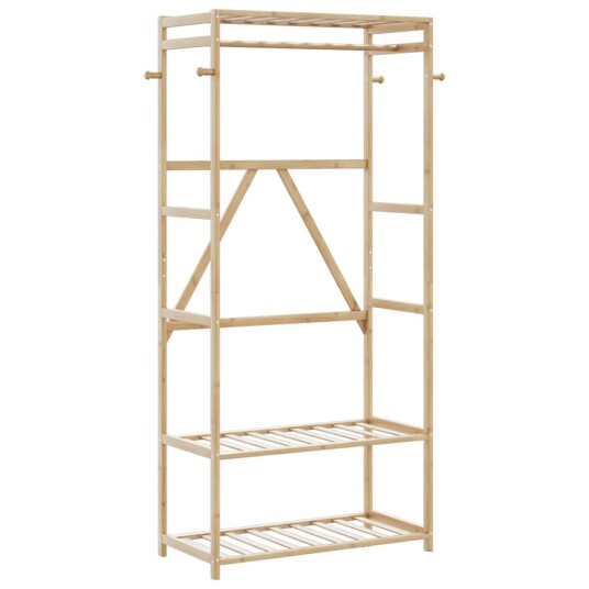 Klesstativ med hyller 80x40x175 cm bambus 8721102643057 Klesstativ med hyller 80x40x175 cm bambus 8721102643057