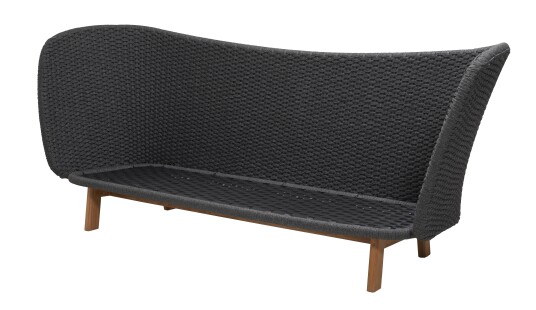 Cane-line Peacock Wing 3-seter sofa Mørkegrå med grå pute Grå