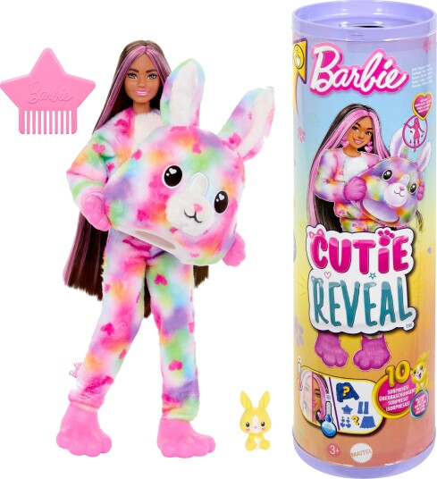 Barbie Cutie Reveal Bunny dukke med regnbuefarget kaninkostyme
